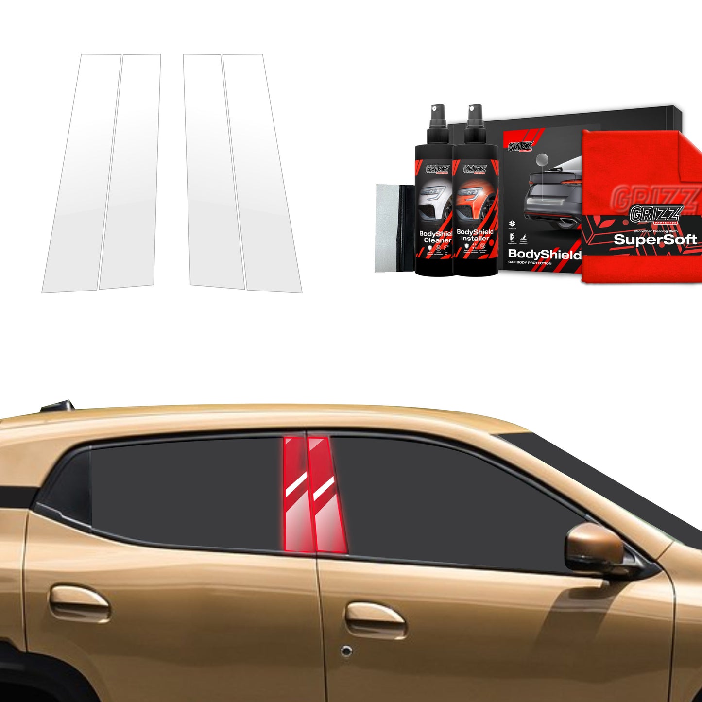 4in1 Protective film for pillars for Dacia Spring (2024-2025)