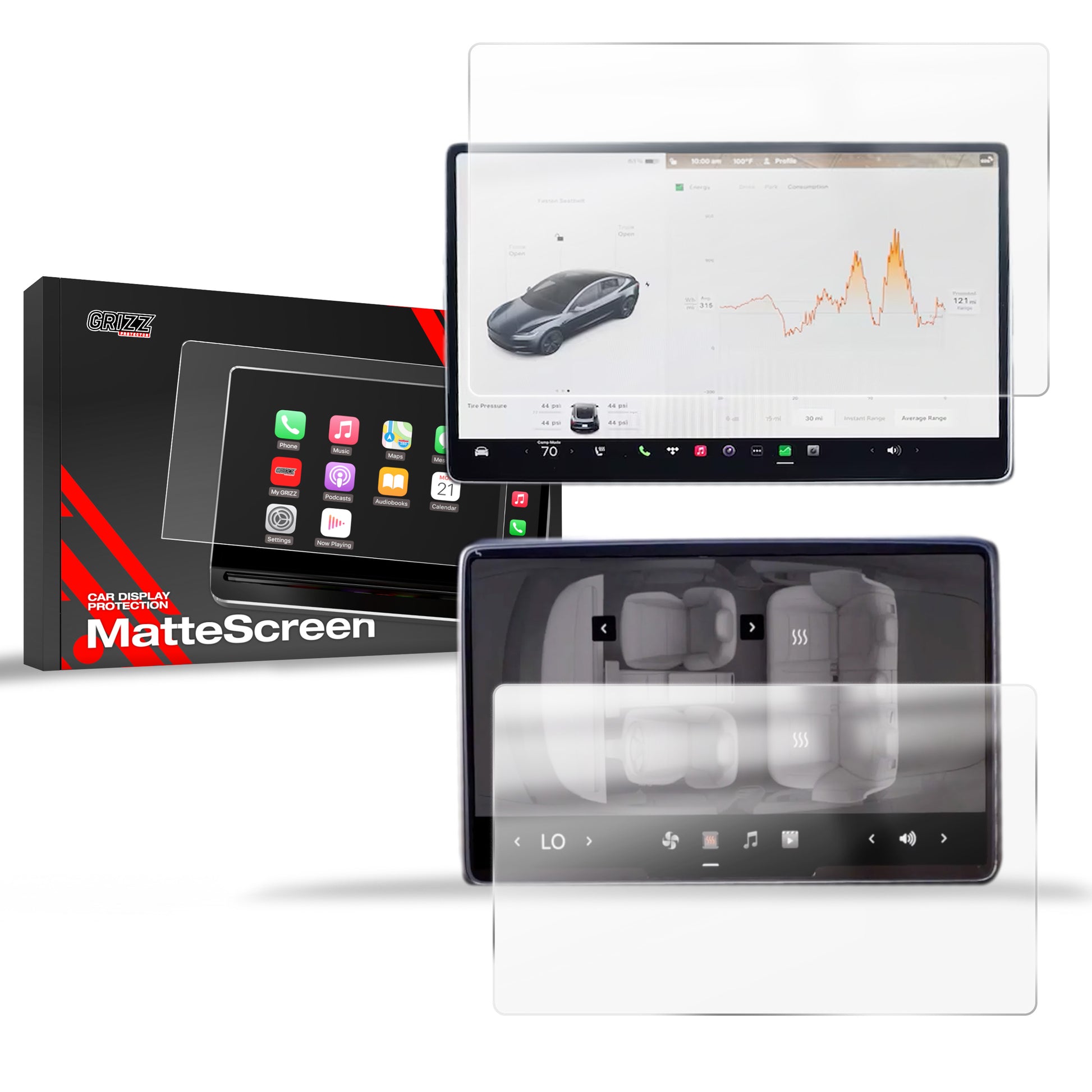 Anti-fingerprint screen film Tesla Model Y Juniper (2024-2025) Matte Grizz 2in1