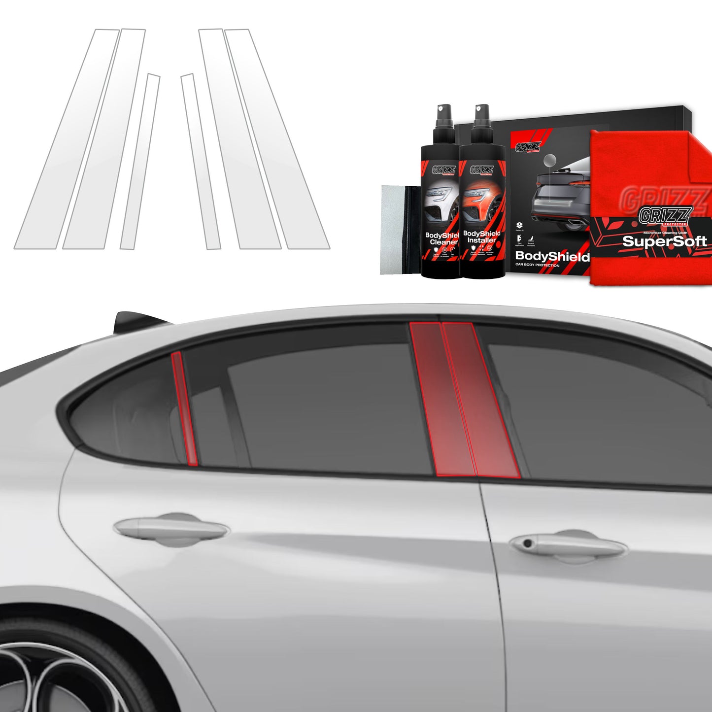 6in1 Protective film for pillars for Alfa Romeo Giulia (2023-2025)