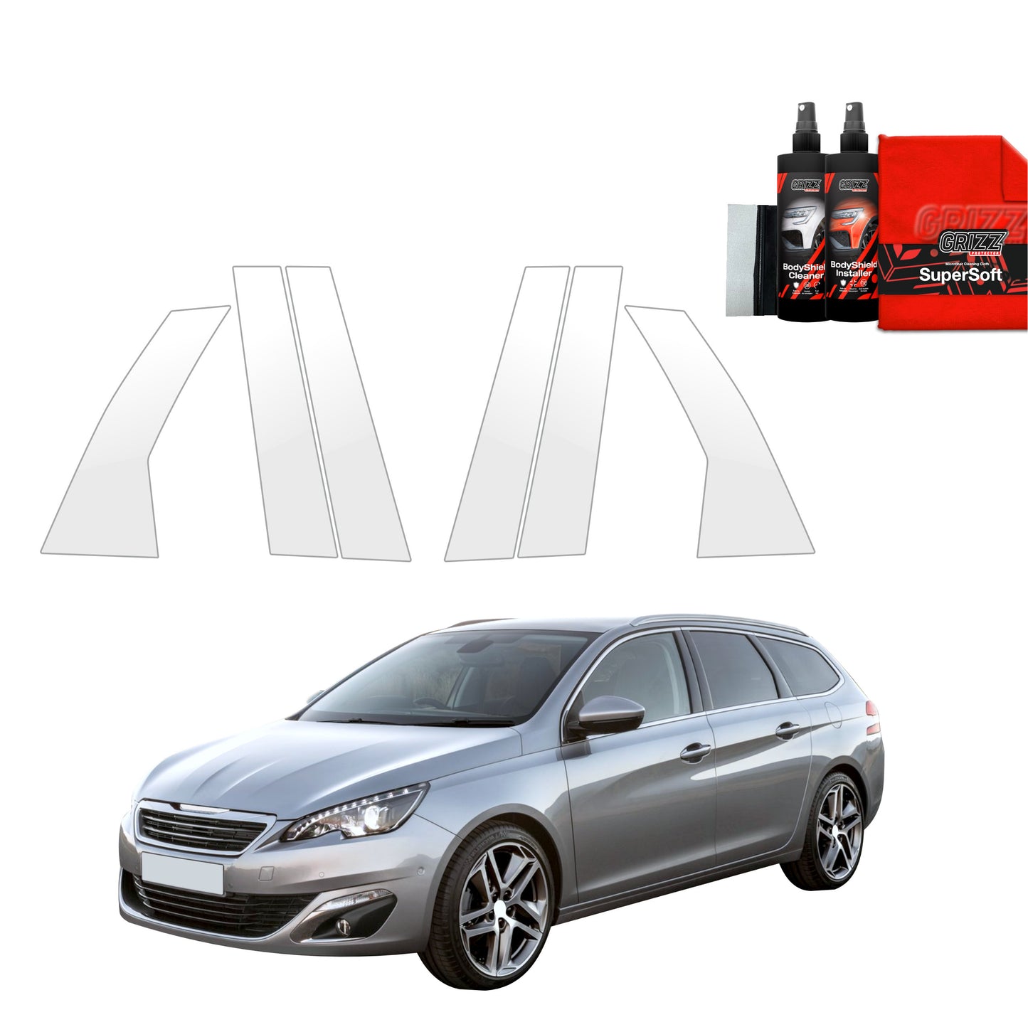 6in1 Protective film for pillars for Peugeot 308 Kombi (2013-2021)