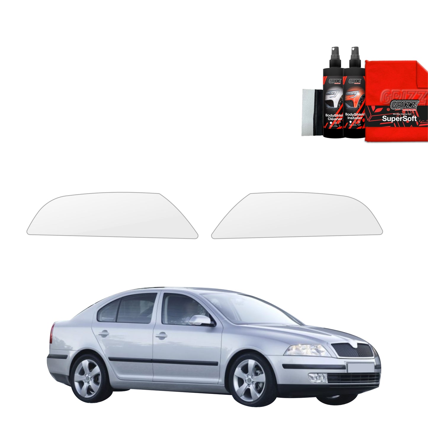 2in1 Protective film for lights for Skoda Octavia 2 (2004-2008)
