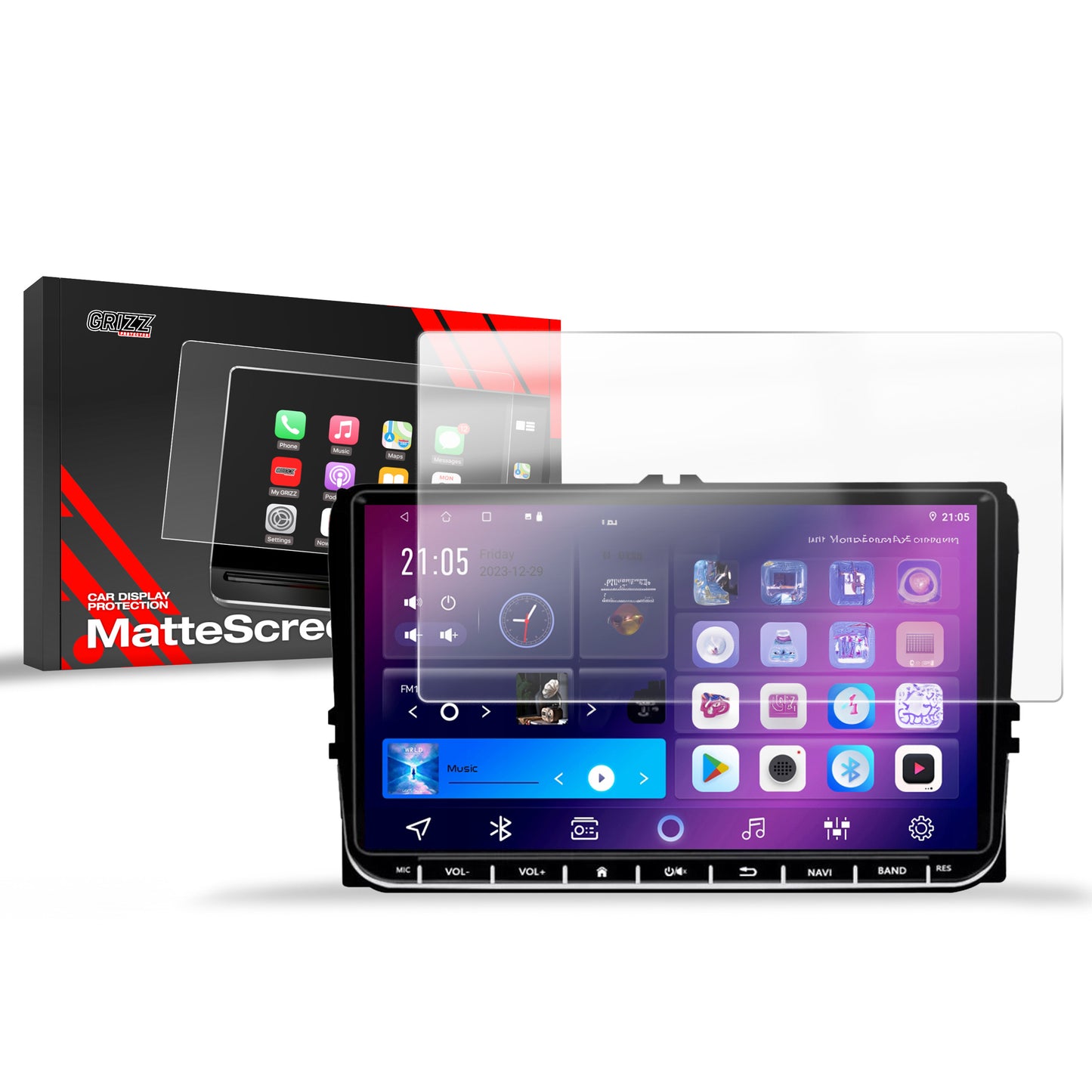 Anti-fingerprint screen film Android Radio 2DIN 9" Volkswagen VW Skoda Seat Matte Grizz