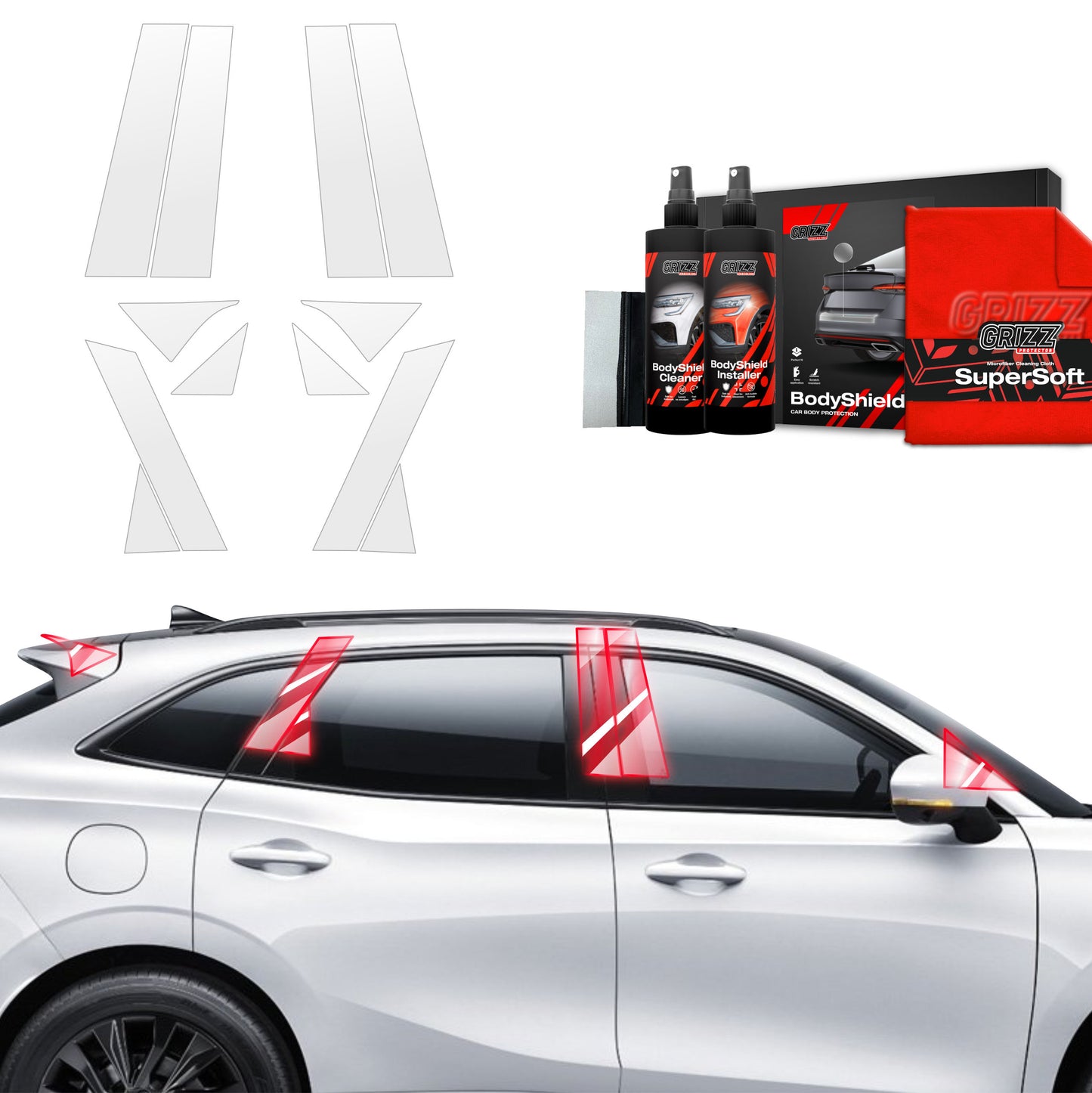 12in1 Protective film for pillars for Forthing T5 Evo (2024-2025)