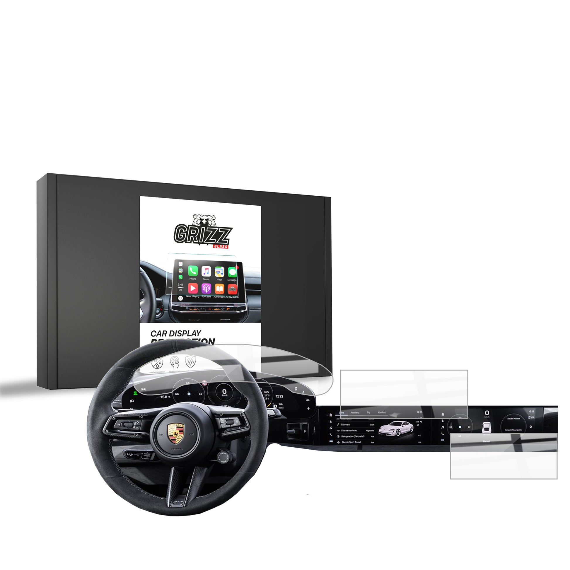 Ceramic screen film Porsche Taycan Upper Screens (2019-2025) Grizz 3in1