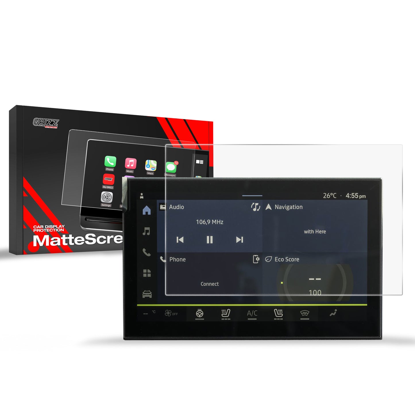 Anti-fingerprint screen film Dacia Duster 10" (2024-2025) Matte Grizz