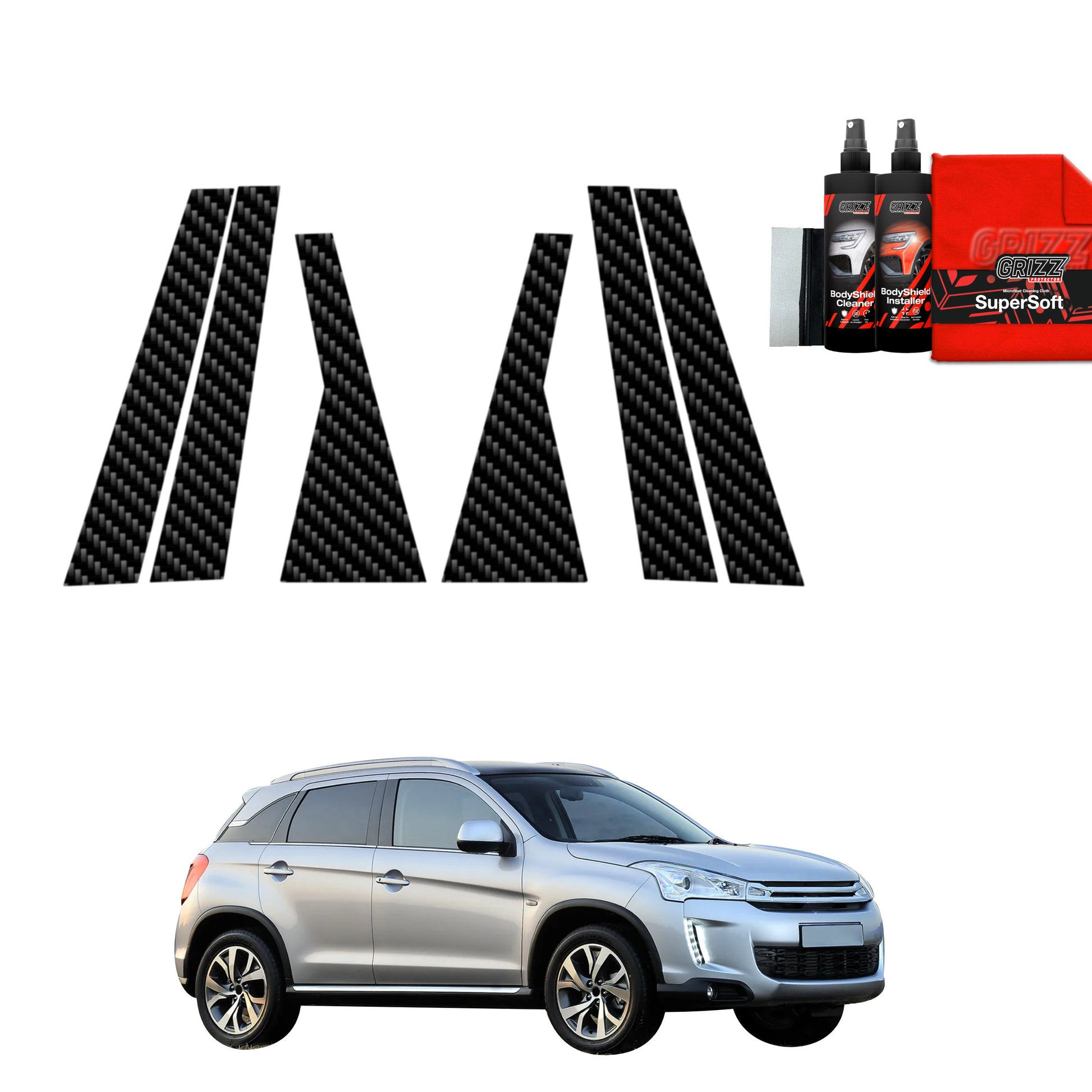 6in1 Carbon film for pillars for Citroen C4 Aircross (2012-2017)