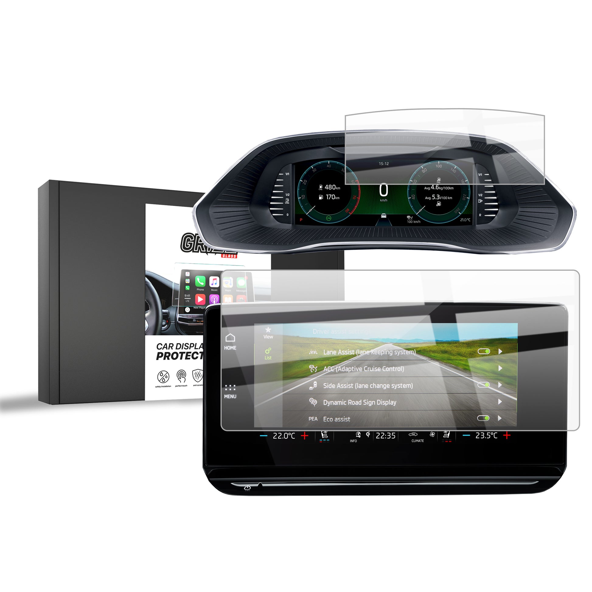 Ceramic screen film Skoda Octavia 4 10" Columbus/Bolero (2019-2024) Grizz 2in1