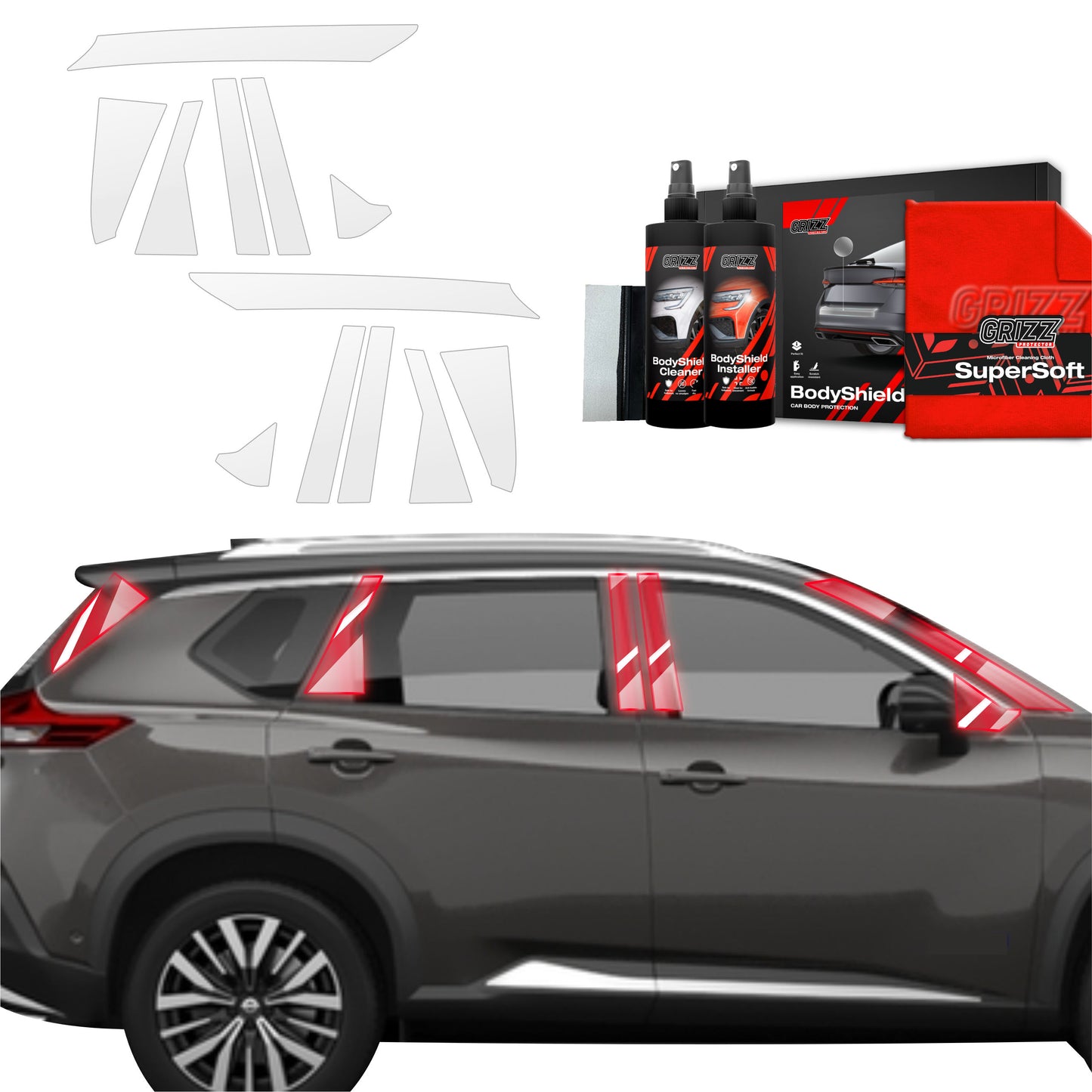 12in1 Protective film for pillars for Nissan X-Trail Facelift (2024-2025)
