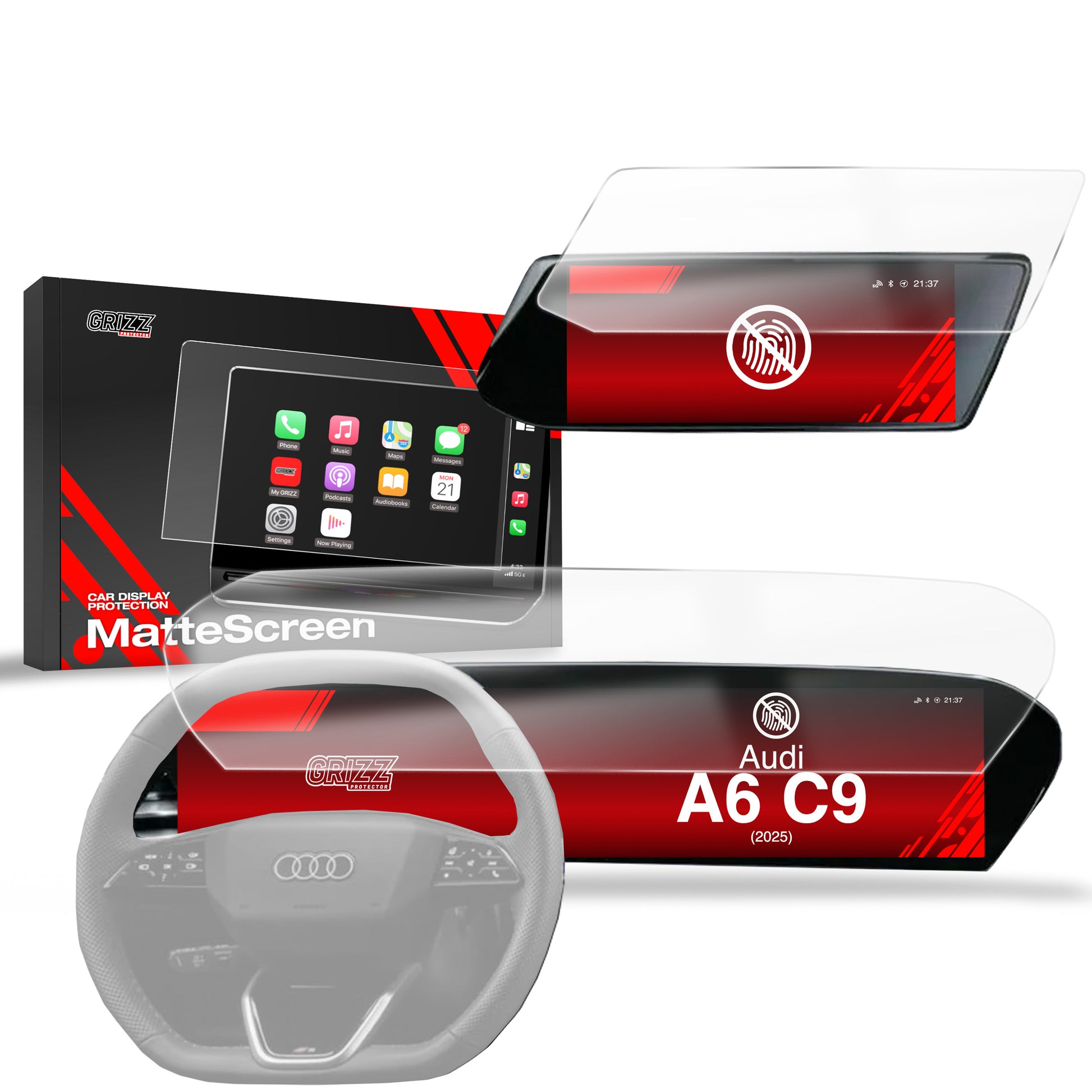 2in1 Anti-fingerprint screen film Audi A6 C9 14.5" (2025) Matte Grizz