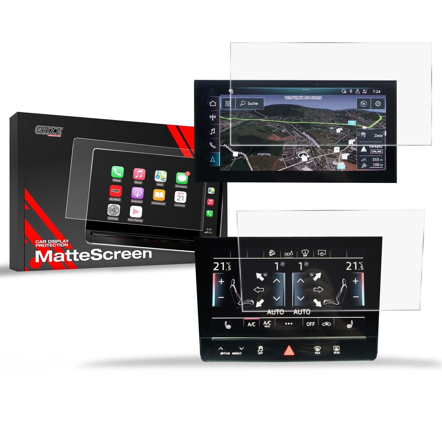 Anti-fingerprint screen film Audi Q8 e-tron (2022-2025) Matte Grizz 2in1