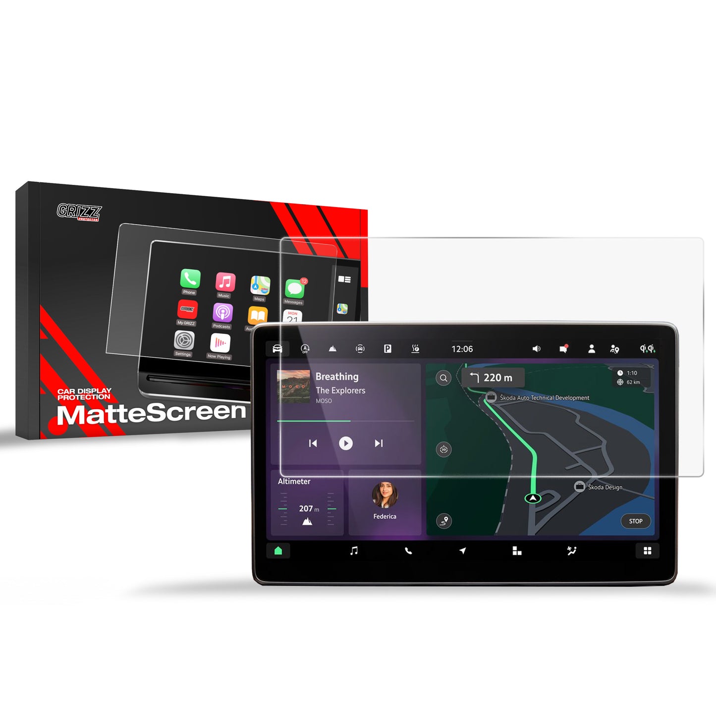 Anti-fingerprint screen film Skoda Octavia 4 10" Facelift (2024-2025) Matte Grizz